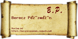 Berecz Pázmán névjegykártya